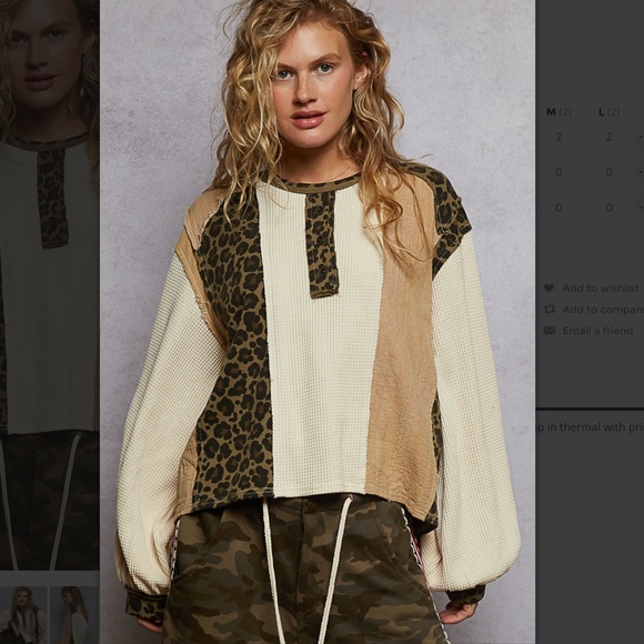 POL “ Brighton “ POL Top with Balloon Sleeves in Thermal 81 - Picture 1 of 6